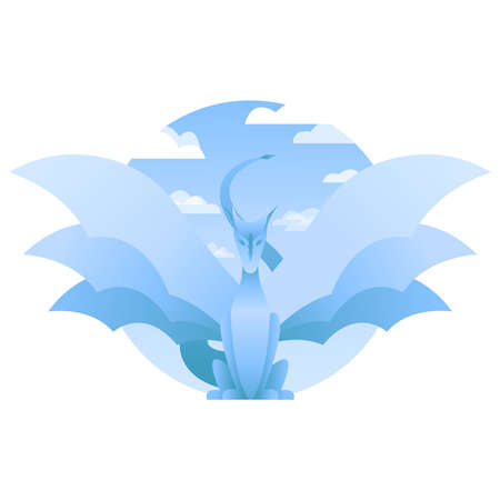 blue dragon on a background of clouds vector illustration gradientのイラスト素材