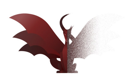 burgundy dragon half fade gradient vector illustrationのイラスト素材