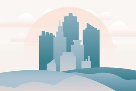 Silhouette of the city. Flat style modern vector illustration. Cityscape with buildings.のイラスト素材