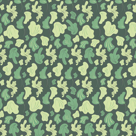 Abstract elements of leaves. Seamless background pattern. Natural minimalist style in green colors.のイラスト素材