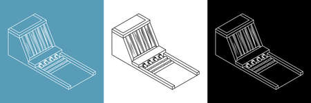 Set of hydroelectric dam. Isolated isometric element. Alternative energy hydroelectric power station.のイラスト素材