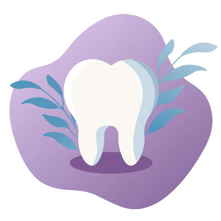 Flat modern illustration of tooth on purple background.のイラスト素材