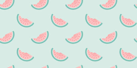 Seamless colorful summer pattern with watermelon pieceのイラスト素材