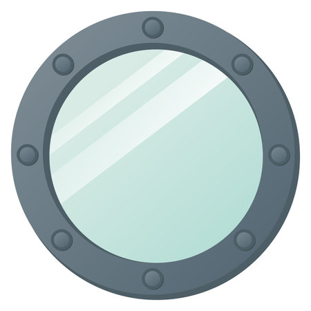 Flat illustration of sea ship illuminator. Isolated element - porthole.のイラスト素材
