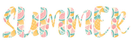 Summer sign. Pattern with tropical fruits. Isolated element.のイラスト素材