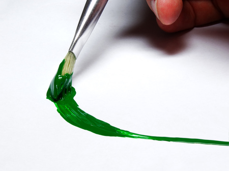 painting acrylic paint brush greenの写真素材
