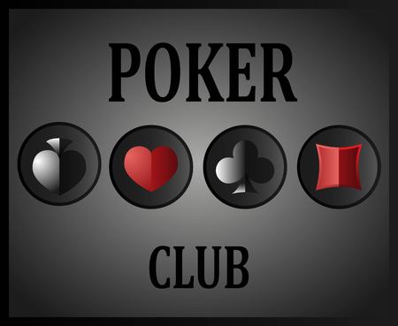 Poker club with the image of card suits and inscriptionsのイラスト素材