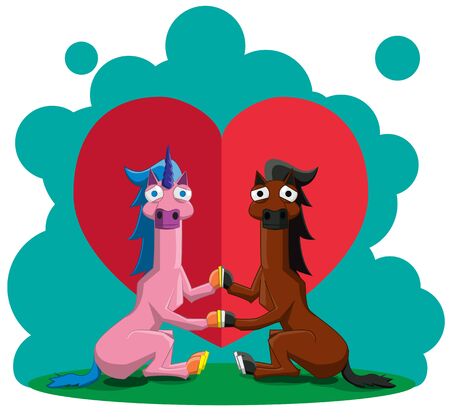 love between a horse and a unicornのイラスト素材