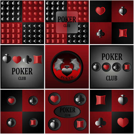 set of nine backgrounds for poker clubのイラスト素材