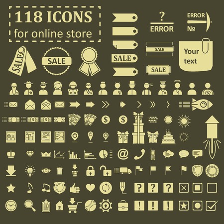 big set of 118 icons for website online store. Icons, symbolsのイラスト素材