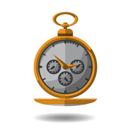 gold or yellow pocket watch on a white background.のイラスト素材