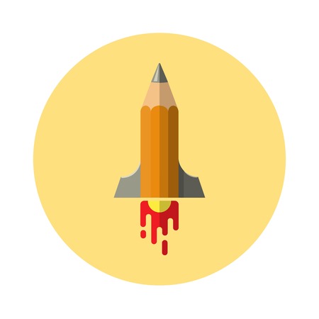 pencil icon in the form of flying missiles. Illustration Vectorのイラスト素材