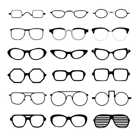 set of different glasses on white background.のイラスト素材