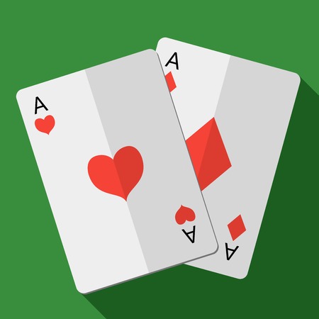 Vector illustration of card. Pair of aces.