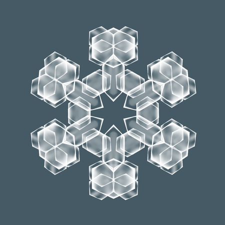 Decorative Snowflake. Background pattern for winter and christmas theme. Transparent realistic snow flake with mesh and gradient. Vector illustration EPS10. Clip-art for your design and businessのイラスト素材
