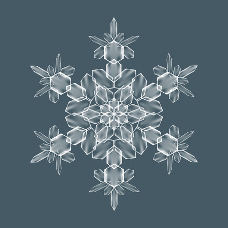 Decorative Snowflake. Background pattern for winter and christmas theme. Transparent realistic snow flake with mesh and gradient. Vector illustration EPS10. Clip-art for your design and businessのイラスト素材