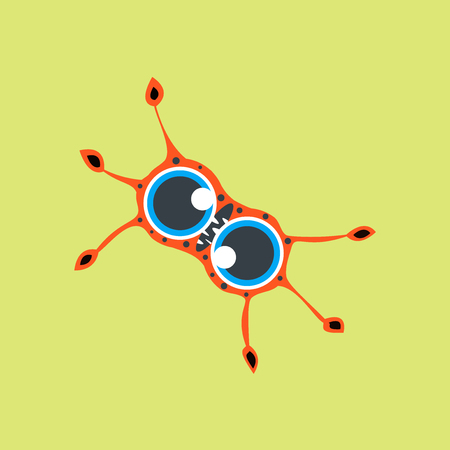 Vector illustration of isolated cute cartoon alien monster on a blue backgroundのイラスト素材