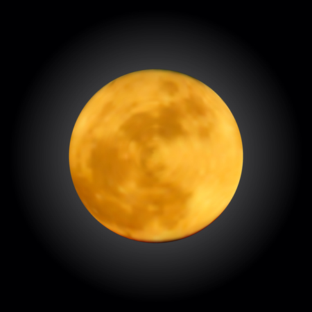 Realistic shining full moon in the dark blue sky. Detailed texture of a planet with craters. Astronomy, astrology concept. Gradient mesh vector illustration for your design and business.のイラスト素材