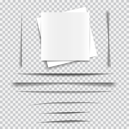 Transparent realistic paper shadow effect set. Web banner. Element for advertising and promotional message isolated on transparent background. Abstract illustration for your design and businessのイラスト素材