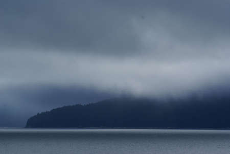 Alaska Coast rain and fogの写真素材