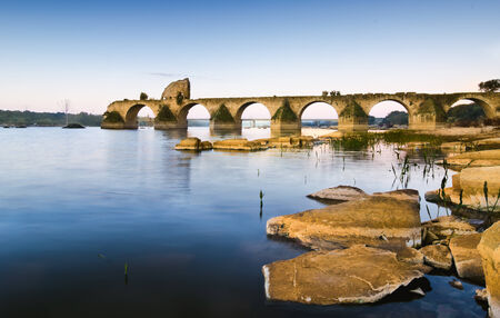 Ajuda bridge over the Guadiana, Olivenzaの写真素材