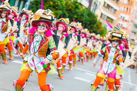 Badajoz, Spain - february 15, 2015: Disguised people participate during the ancient carnival of Badajozのeditorial素材