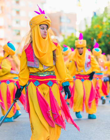 Badajoz, Spain - february 15, 2015: Disguised people participate during the ancient carnival of Badajozのeditorial素材