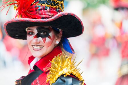 Badajoz, Spain - february 7, 2016:Performers take part in the Carnival parade of comparsas at Badajoz City.のeditorial素材