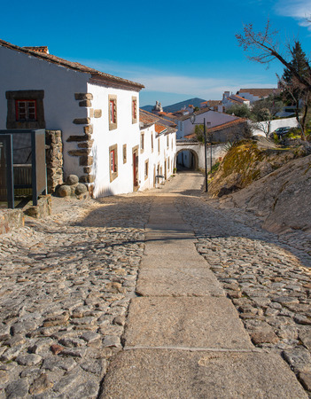Street in medieval traditional village Marvao, Portugal, Europeの写真素材