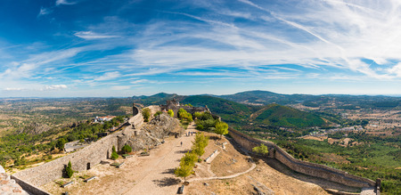 Panoramic view from castle of the medieval town of Marvao, Portugalのeditorial素材