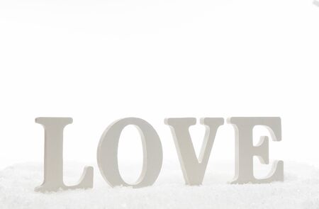 Love letter of wooden isolated on whiteの写真素材