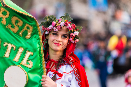 Badajoz, Spain - February 24, 2017: Kids participating in the children's carnival parade in Badajozのeditorial素材
