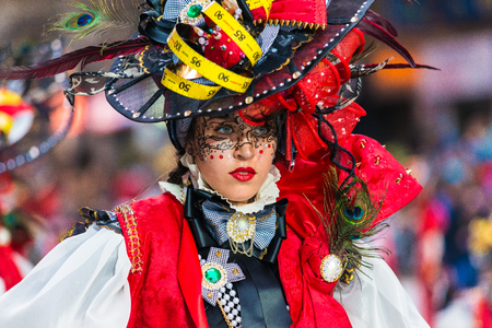 Badajoz, Spain - February 24, 2017: Kids participating in the children's carnival parade in Badajozのeditorial素材