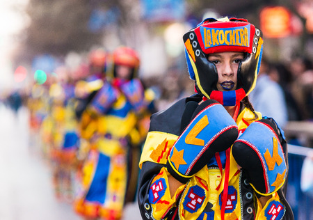 Badajoz, Spain - February 24, 2017: Kids participating in the children's carnival parade in Badajozのeditorial素材
