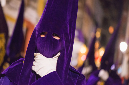 Badajoz, Spain - March 22, 2016: Easter week (Semana Santa), Nazarene processions, celebrations of...