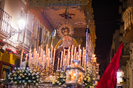 Badajoz, Spain - March 22, 2016: Easter week (Semana Santa), Nazarene processions, celebrations of...