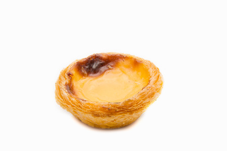 Egg Tarts or pasteis de nata isolated on white background. Typical portuguese sweet