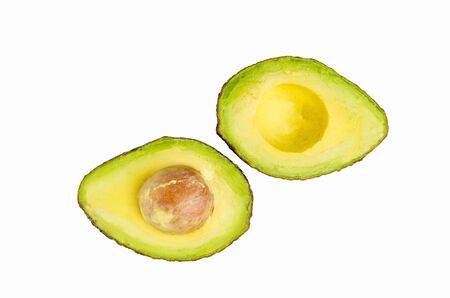 Top view of avocado isolated on white backgroundの写真素材