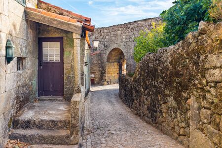 Street in historical village of Sortelha, Portugalの写真素材
