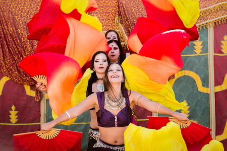 Marvao, Portugal - october 7, 2017. Madouk bellydancers dancing in Almossassa of Marvao 2017.のeditorial素材