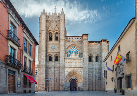 gothic and romanesque cathedral in Avila. Castilla y Leon, Spainのeditorial素材