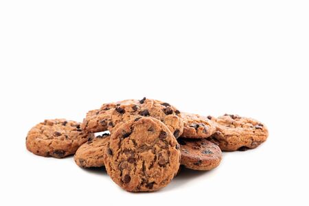 delicious chocolate chip cookie isolated on white backgroundの写真素材