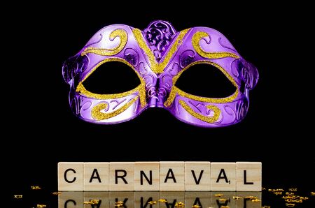 carnival mask with wood text carnaval