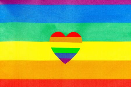 Rainbow flag,  is the pride flag representing LGBT pride.の写真素材