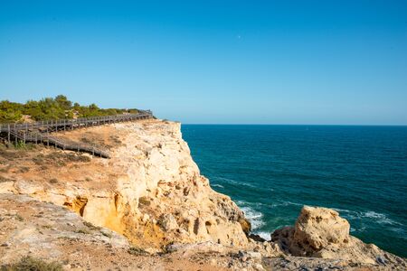 The cliffs at the seaside town of Carvoeiro, Algarve, Portugal