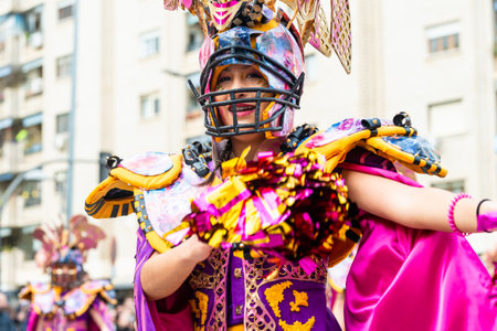 Badajoz, Spain, sunday. February 19 2023. Parade through the streets of Badajoz, group called Las...