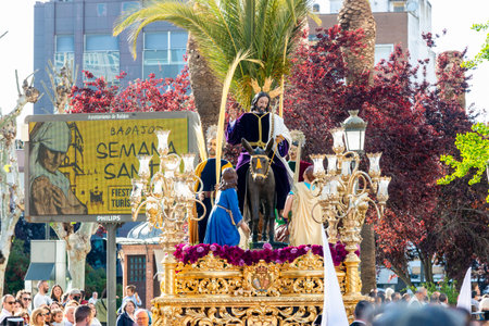 Badajoz, Spain, Thursday. April 15 2023. Holy Week procession of Badajoz and the Holy Christ of Peace and Our Lady of La Palma.のeditorial素材