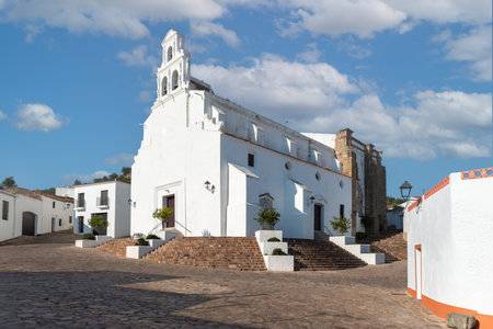 Church of Our Lady of Remedies in Alconchel, Badajoz, Extremadura, Spainの写真素材