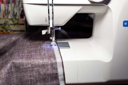 close-up. Sewing machine at work.