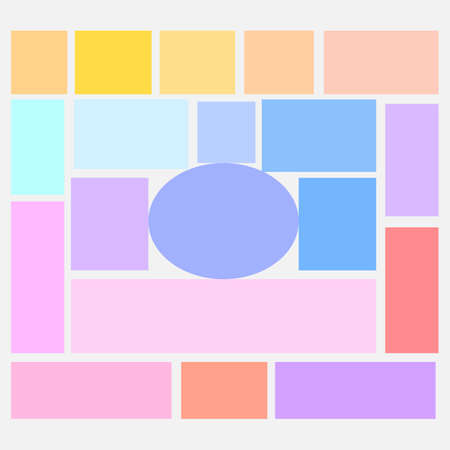 vector illustration. On a white background, multi-colored geometric shapes with an ellipse in the middle.のイラスト素材